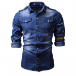 Meeste Denim Teksad S&auml;rk S&uuml;gis pikkade varrukatega S&auml;rgid Vabaaja &otilde;hukesed Retro Denim Topid S sinine