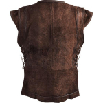 Meeste Vintage Keskaegne Sametine Samurai Vest Varrukateta Vintage Paeladega Rindkere Ratsu Cosplay Samet Nahast Kiiverdatud Piraadi Jakk M pruun