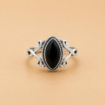 Must Oon&uuml;ksi Marquise S&otilde;rmus 925 Sterling H&otilde;bedast, Gooti Statement S&otilde;rmus, K&auml;sitsi Valmistatud Boho Gemstone Ehted Naistele 8