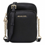 MICHAEL KORS Jet Set Travel Signatuurlogoga T&otilde;mblukuga Vasikanahast &Otilde;la-Crossbody Kott Keskmine Naiste Must must