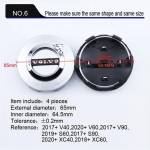 4 tk 63mm 65mm Auto embleem Ratta rummu keskkate M&auml;rgikatted Volvo ES90 EC40 EX40 EM90 XC90 V90 V60 XC60 V40 S80 S60 S90 C40 jaoks