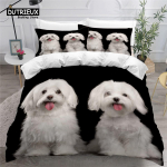 Armas malta koer tekikottide komplekt Lemmikloomakoerad teema voodipesu komplekt Mikrokiud Kawaii looma tekkikate &Uuml;heinimese King Suur Lastele Teismelistele 150x200cm 3pcs white