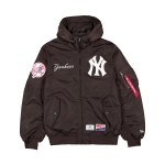 New Era X Alpha Industries Koost&ouml;&ouml; FW24 New York Yankees Pilot Logo Kirjaga T&otilde;mblukuga Huppar Unisex Jakk Pruun 60564183 S black
