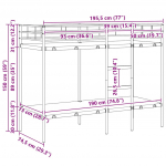 Kaks korrust voodi ilma madratsita Must 75 x 190 cm Teras