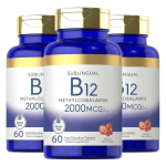 Sublinguaalne vitamiin B12 met&uuml;&uuml;lkobalamiin 2000 mcg &ndash; Kiiresti lahustuvad tabletid (Looduslik marjamaitseline, 60 tk) 3pack