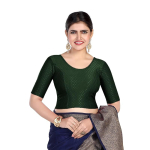 Finestfit &Uuml;mmarguse kaelusega Veniv K&uuml;&uuml;narnukini varrukaga Valmis Saree pluus Naistele, Puuvillane Dobby kangas 30-32 roheline
