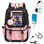 Katseye Music K-Pop T&uuml;drukute Grupi Prindiga Koolikott Teismelistele &Otilde;pilastele Kerge Veekindel Suure Mahutavusega Raamatukott 1pcs roosa/must
