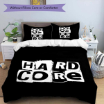 3 tk HARDCORE LOGO mustriga voodipesukomplekt tekikottide komplekt sisaldab tekikotti ja padjap&uuml;&uuml;re, t&auml;iuslik aastaringselt magamistoa kaunistus ja kingitus 135cmx200cm white