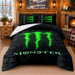 Monster Energy Mustriga Voodipesu 3-osaline Komplekt Voodilina Ja Padjap&uuml;&uuml;rid Siseruumides Magamistoa jaoks 140cmx210cm
