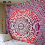 Mandala Boheemlaslik Joogamatt Rannar&auml;tik Sall Pleed India Seinakinnitus Vaip 150x150cm lilla