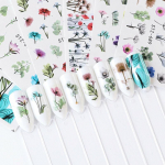 24 lehte Nail Art Kleebised Akvarell Water Transfer Kleebised Lilled Tee ise n&auml;pun&auml;iteid