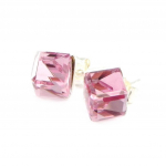 Les Tr&eacute;sors De Lily [C4983] - BO Argent 'Cubes de Cristal' Rose 6 mm Heleroosa