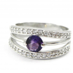 Bague Argent 'Scarlett' am&eacute;thyste argent&eacute; (rhodi&eacute;) - 9 mm 52 lilla