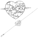 Les Tr&eacute;sors De Lily [Q9394] - Bracelet Argent artisanal 'Love' argent&eacute; (rhodi&eacute;) - 26x25 mm (I love you) h&otilde;be