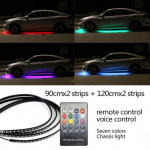 Auto &scaron;assii painduvad ribatuled Auto RGB alusvalgusti dekoratiivne atmosf&auml;&auml;rilamp autode p&otilde;hjavalgusti 60cm 90cm remote