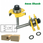 2 tk 8 mm varre keele ja soone liigendiga ruuteri otsad T-piluga frees puidu puidut&ouml;&ouml;tlemise l&otilde;ikeriistade jaoks kollane