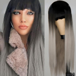 Pikad sirged parukas juustele kuumakindlad mustad Ombre hallid peoparukad wig