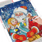 5D teemantmaaling J&otilde;ulud t&auml;isruudu ristpistes m&uuml;&uuml;k Teemanttikandid Multikad K&auml;sit&ouml;&ouml; Talvine kodukaunistus Full Round (20X30CM)