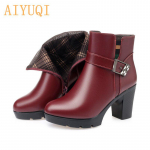 Poolsaapad ehtsast nahast naiste k&otilde;rge kontsaga kingad saapad kingad naiste villased sooja trendiga lumesaapad 37