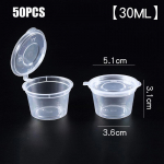 50 tk &uuml;hekordselt kasutatavad hingedega kaantega plastmahutitega toidukarp 25/30/40 ml kaasav&otilde;etava kastmetopsi palett 30ml