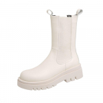 Naiste poolsaapad Superfine Fiber Plus Size kevad-s&uuml;giskingad L&uuml;hikesed pl&uuml;&uuml;sis vooder Talvised Chelsea saapad PU saapad 34 valge