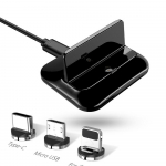 3in1 magnetiline juhtmevaba laadija laadimisalus mobiiltelefoni hoidik Apple Android Type-c laadimisjaama dokilaadija jaoks charger holder must