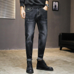Meeste Teksad Must Slim Straight Business Casual Must Elastic Cotton Denim P&uuml;ksid P&uuml;ksid p&uuml;ksid TPK09 28 must