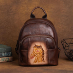 Johnature Vintage naturaalsest ehtsast lehmanahast seljakott Naiste kott Mitmeotstarbeline, suure mahutavusega k&auml;sitsi valmistatud reisiseljakotid pruun