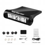 P&auml;ikeseenergia auto rehvir&otilde;hu monitor TPMS juhtmevaba rehvir&otilde;hu j&auml;lgimiss&uuml;steem LCD-ekraan Automaatne rehvir&otilde;hu turvah&auml;ire andur sisemine AN01 Black Display