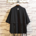 Suvine meeste haori kardigan kimonos&auml;rk Samurai Jaapani r&otilde;ivad hommikumantlid lahtised jakid t&auml;navar&otilde;ivad XXXL must