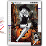 Teemantmaaling Halloweeni hirmutav k&otilde;rvitsapea mees teemantmosaiik k&auml;sit&ouml;&ouml; teemanttikandid maalid Full Round 20X30CM