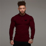 Muscleguys Fashion Casual Polo S&auml;rk Meeste pikkade varrukatega Turn Down Collar T-s&auml;rk Kevad- ja s&uuml;gisriided Tough Guy Bottoming s&auml;rk M must