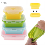 4 tk 350 / 500 / 800 / 1200 ML silikoonist kaasaskantav ristk&uuml;lik skaleeritav kokkupandav l&otilde;unakarp Bento kast silikoontihenduspistikuga temperatuuridele - 40 - 230 kraadi