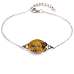 Les Tr&eacute;sors De Lily [R5521] &ndash; k&auml;sit&ouml;&ouml;na valmistatud h&otilde;bedast k&auml;ev&otilde;ru  Inspiration  merevaigukollane h&otilde;be (roodiumiga kaetud) - 25x11 mm pruun