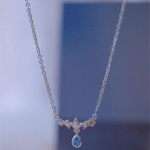 ANENJERY sinine tsirkoon Water Drop Star kaelakee naistele Kerge luksuslik ni&scaron;&scaron; disain uus moodne rangluu kett peen ripats