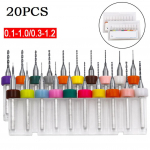 20 tk/komplekt PCB puurid, v&auml;rvilised volframkarbiid