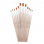 12 tk Pintslite komplekt Lamedad varjundiotsad nailonjuustega pintslid Artist Akr&uuml;&uuml;lakvarellile Flat Shader roosa kuldne v&auml;rv