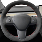 Auto Rooli Kate Rooli M&auml;his Suede Nahk Originaal Rooli Punutis Tesla Model 3 2015-2021 Model Y jaoks Style 11