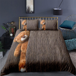 3D Cartoon Bear voodipesukomplekt Armas karu suletekk ja padjap&uuml;&uuml;r 2/3 t&uuml;kki Lastetoa t&auml;issuuruses pehme kodukaunistus AU Single 140x210cm