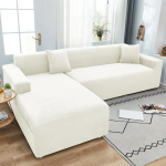 L-kujuline diivanikaitse Jacquard venivad diivanikatted elutoa sisekujunduseks, m&auml;&auml;rdumisvastane kriimustusvastane diivaninurk 1/2/3/4 2 seats (140-180cm) valge