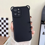 Cute Bear Ear Matte vedel silikoonist telefoni&uuml;mbris iPhone 13 12 11 14 Pro Max Xs X 7 8 Plus Cartoon kaanega objektiivi kaitse For iPhone XS Max