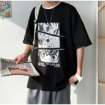 Meeste l&uuml;hikeste varrukatega T-s&auml;rgid Graafilise kirjaga T-s&auml;rgid Moebr&auml;ndi t-s&auml;rgid meestele Meeste r&otilde;ivad Vabaaja T-s&auml;rgid Meeste Suvised Korea retro Topid M must