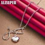 925 h&otilde;bedane 18-tolline stetoskoobi s&uuml;dameripatsiga kaelakee ehted 45cm