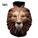 Animal Face 3D kapuuts, mood pikkade varrukatega kampsun Lion vabaaja topid XXL oranž