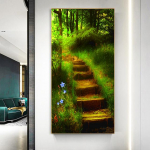 Maastik Roheline metsarada Redel Rand Meri Palmipuu L&otilde;uend Maalimine Plakatid ja v&auml;ljatr&uuml;kid Seinakunstipildid Kodukaunistus Ilma raamita 20cm&times;40cm NoFrame