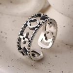 BELLA BOX Korea versioon kuumast &otilde;&otilde;nsast v&auml;ljat&otilde;mmatud imitatsioonist Cupronickel Ins Cold Wind Retro Ni&scaron;i nimetiss&otilde;rm avatud s&otilde;rmus naine 【 Opening Adjustable 】 valge