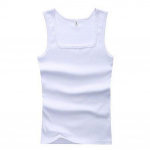 Meeste Lihasvestid Puuvillane Aluspesu Varrukateta Tank Top Solid Muscle Vest Aluss&auml;rgid Kandiline krae V&otilde;imlemisriided Kulturismi Tankid L valge