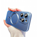 Luksuslik juhtmevaba laadimistelefoni &uuml;mbris iPhone 13 Pro 14 12 11 Pro Max 14 Plus Xs Max magnetilise matt kaitseraua objektiivi kaitsekate iPhone 14 Pro Max sinine