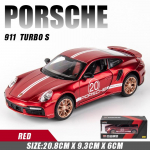 1:24 skaala 911 turboga metallist sportautode sulamist mudelautode survevalu ja m&auml;nguautode simulatsiooni heli- ja valguskollektsioon, kingitus lastele 1/24-21x9x6cm punane