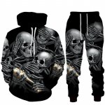 Lahe 3D Skull Print Meeste Pusad Kampsunid &Uuml;likonnad Mood Meeste Spordidress S&uuml;gis- ja Talvine kapuutsiga p&uuml;ksid Kaheosaline komplekt S